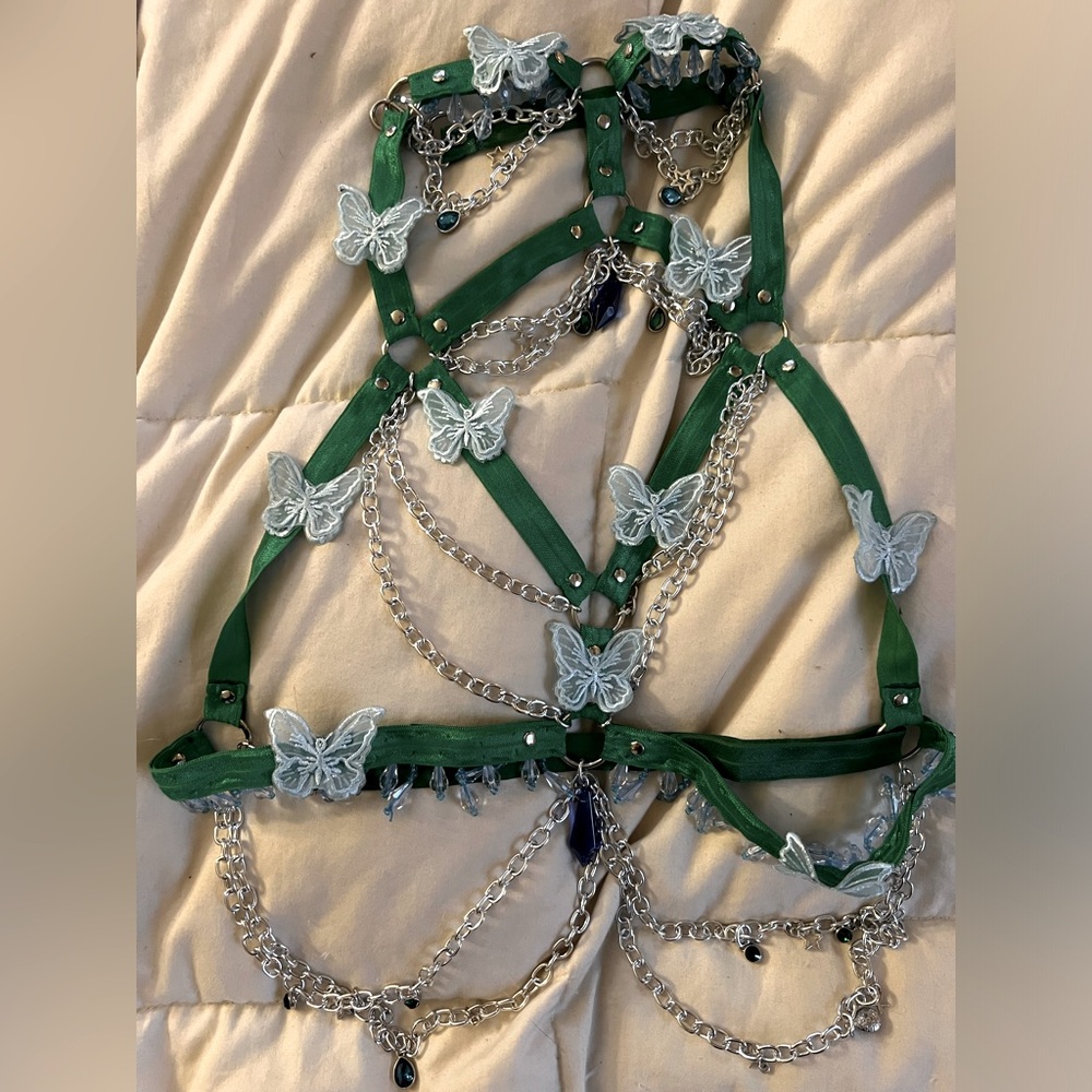 Green Blue Elastic Butterfly Harness